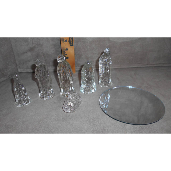 Glass Nativity 7 Piece Set #3568 Original Box Vintage Christmas - Picture 4 of 7